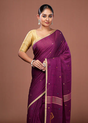 Purple Matka Silk Saree With Blouse Piece