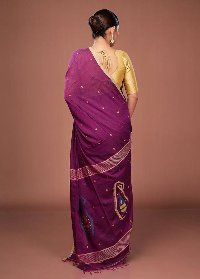 Purple Matka Silk Saree With Blouse Piece