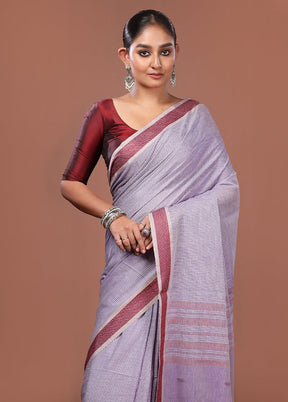 Purple Matka Silk Saree With Blouse Piece