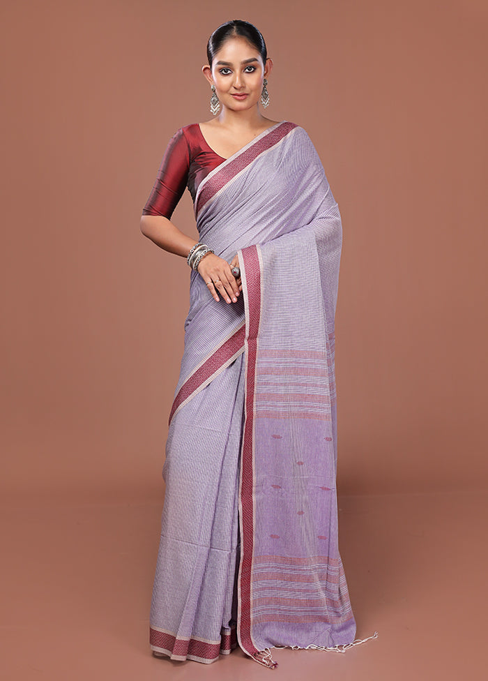Purple Matka Silk Saree With Blouse Piece