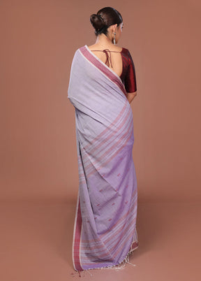 Purple Matka Silk Saree With Blouse Piece