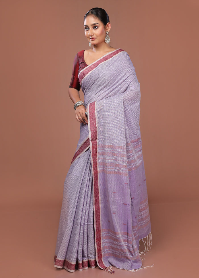 Purple Matka Silk Saree With Blouse Piece