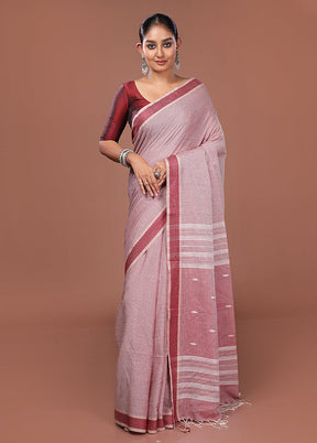 Pink Matka Silk Saree With Blouse Piece