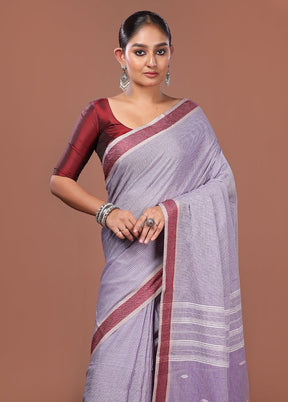 Purple Matka Silk Saree With Blouse Piece