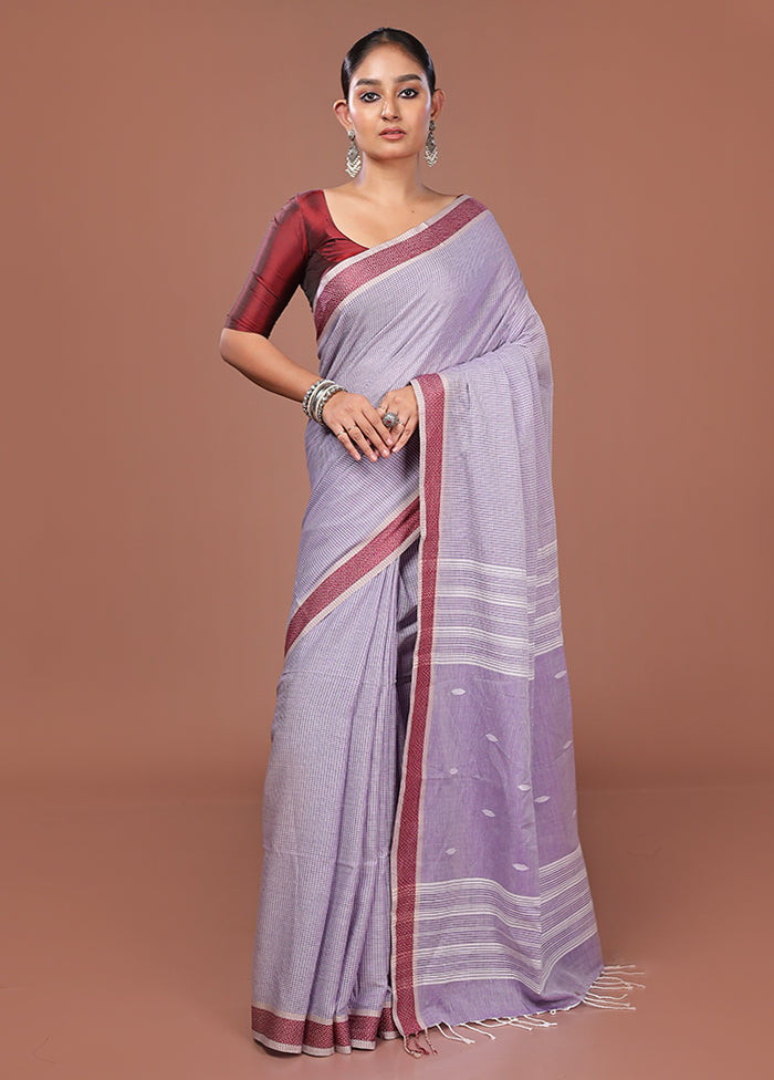 Purple Matka Silk Saree With Blouse Piece