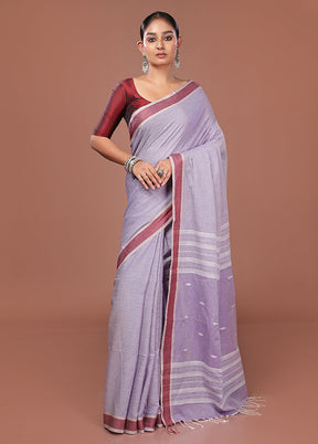Purple Matka Silk Saree With Blouse Piece