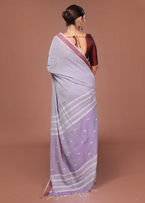 Purple Matka Silk Saree With Blouse Piece