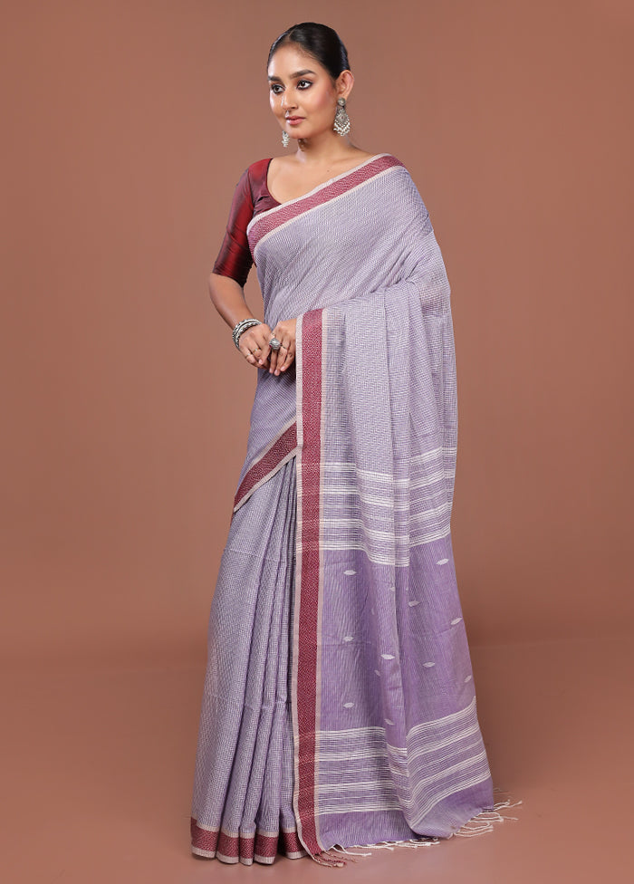 Purple Matka Silk Saree With Blouse Piece