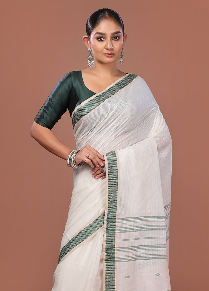 White Matka Silk Saree With Blouse Piece