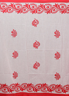 White Matka Silk Saree With Blouse Piece