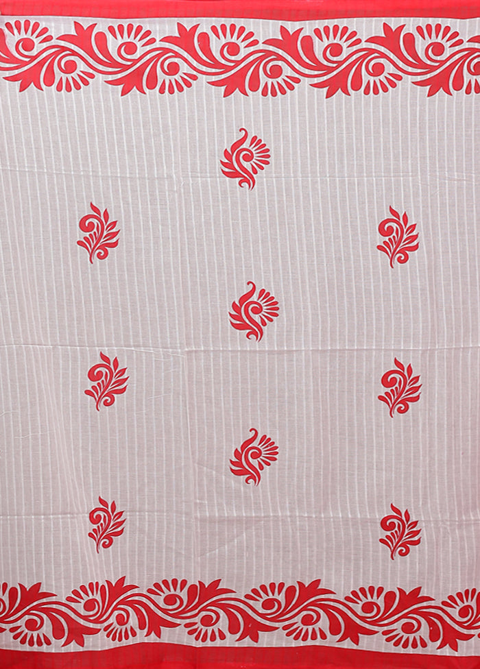 White Matka Silk Saree With Blouse Piece