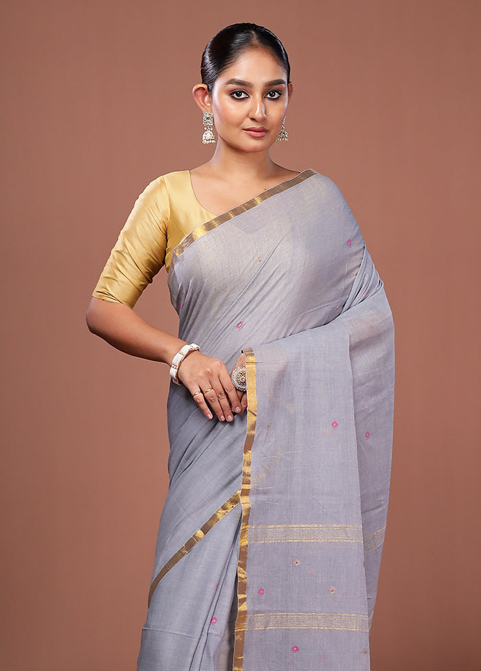 Blue Matka Silk Saree With Blouse Piece