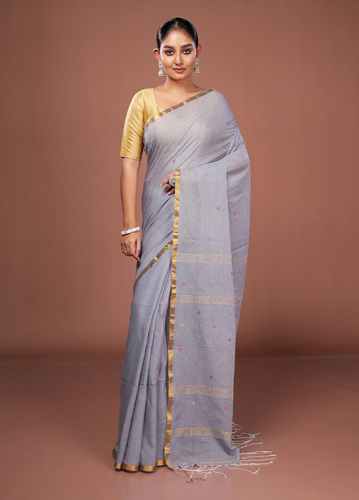 Blue Matka Silk Saree With Blouse Piece