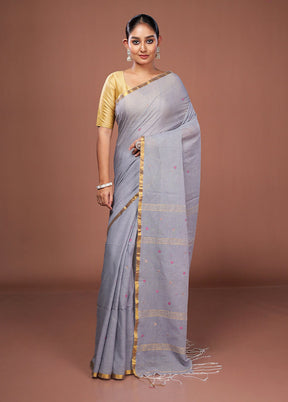 Blue Matka Silk Saree With Blouse Piece