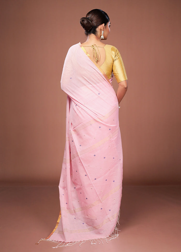 Pink Matka Silk Saree With Blouse Piece