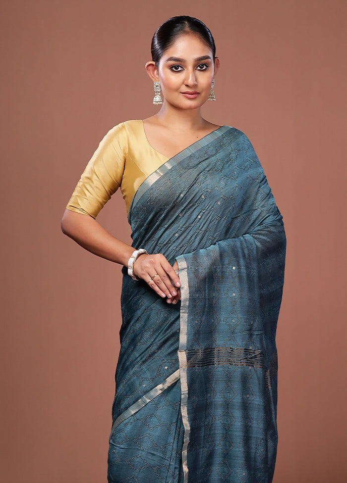 Green Matka Silk Saree With Blouse Piece