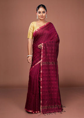 Purple Matka Silk Saree With Blouse Piece