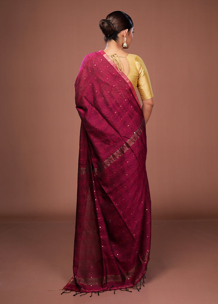 Purple Matka Silk Saree With Blouse Piece