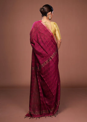 Purple Matka Silk Saree With Blouse Piece