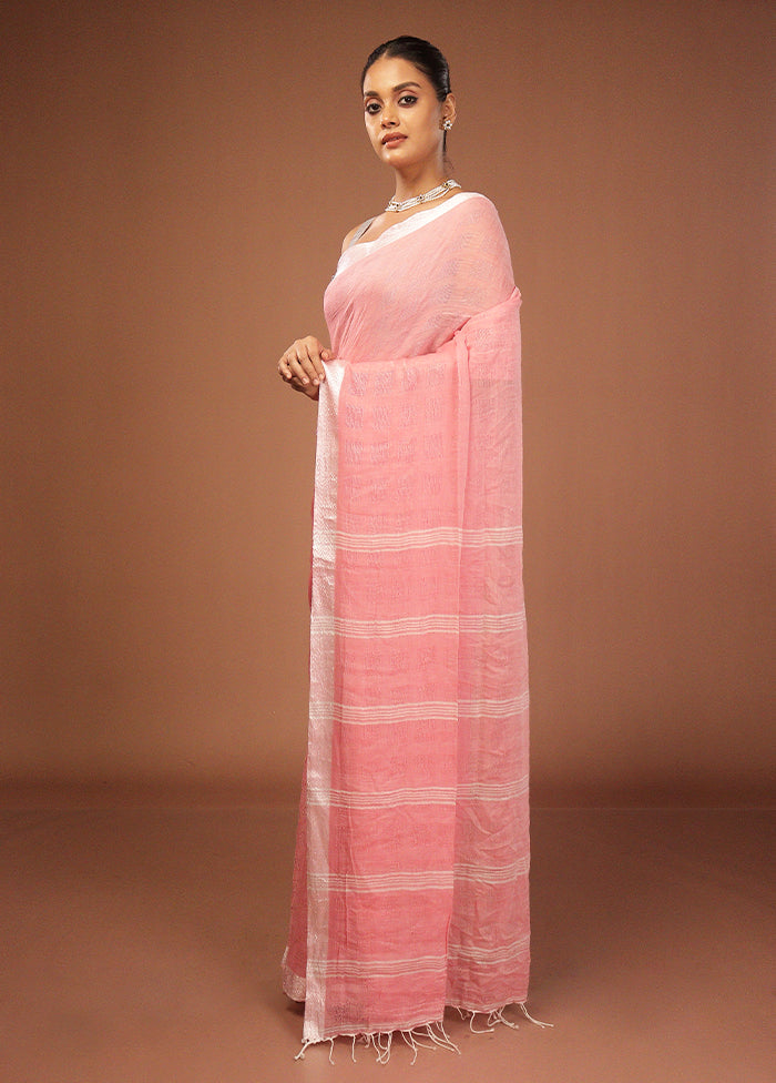 Pink Matka Silk Saree With Blouse Piece