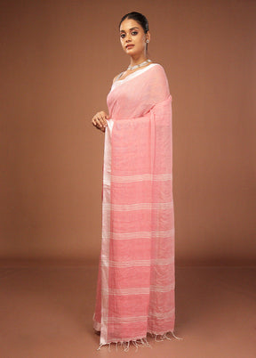 Pink Matka Silk Saree With Blouse Piece