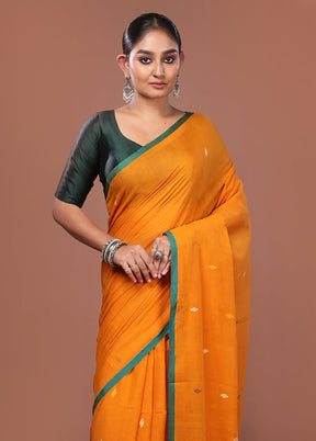 Yellow Matka Silk Saree With Blouse Piece