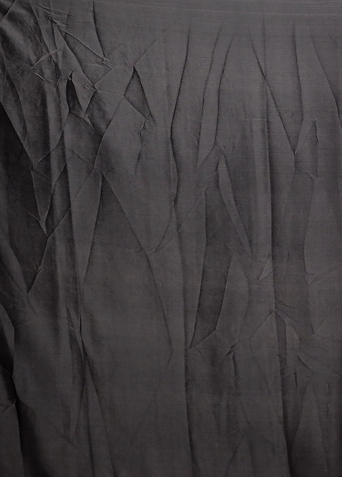 Brown Printed Silk Saree Without Blouse Piece
