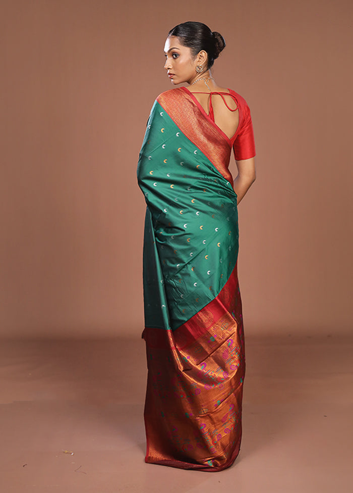 Green Dupion Silk Saree With Blouse Piece