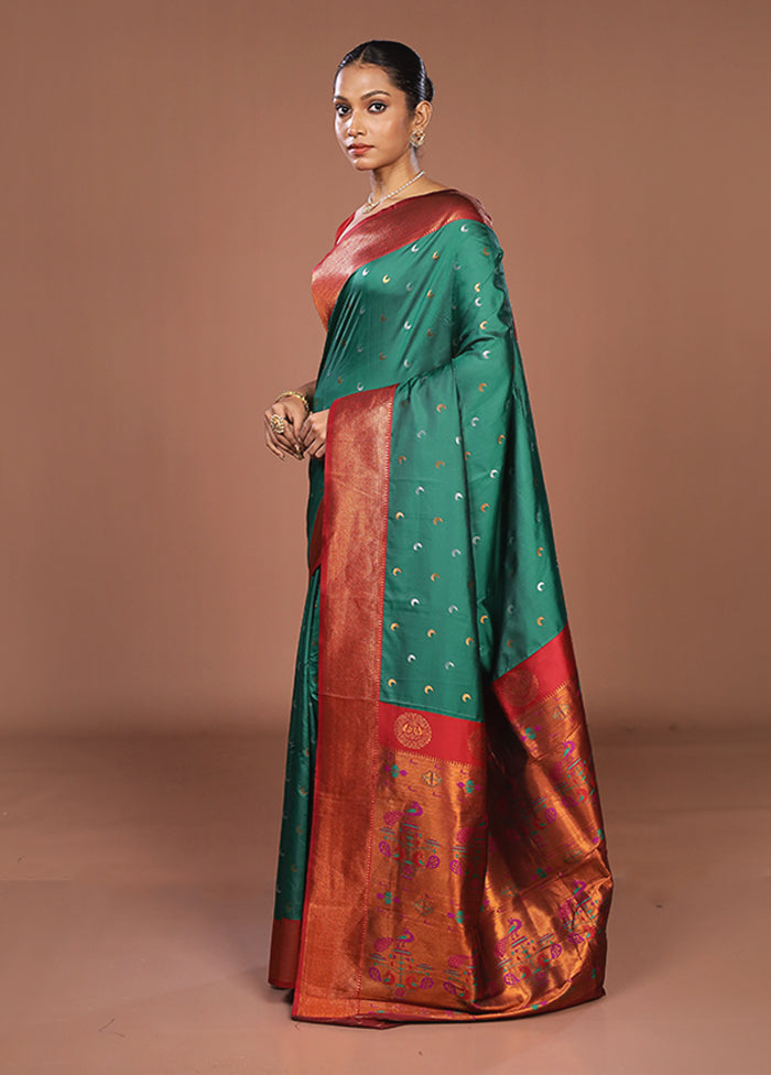 Green Dupion Silk Saree With Blouse Piece