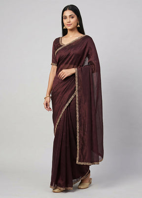 Brown Crushed Tissue Saree With Blouse Piece