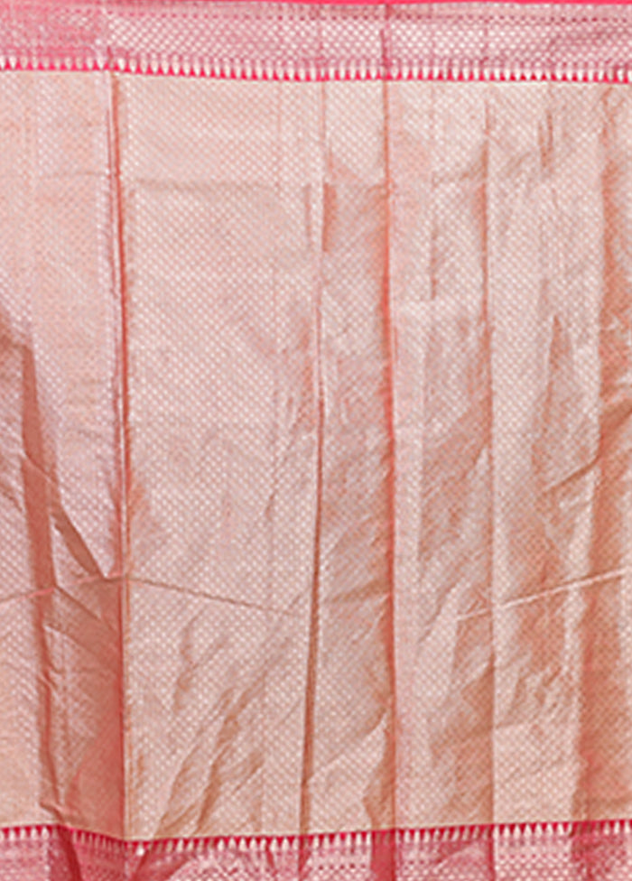 Peach Dupion Silk Saree With Blouse Piece