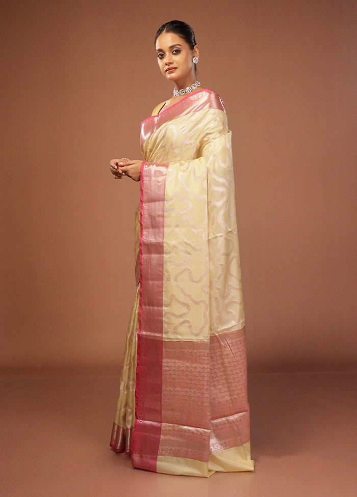 Yellow Dupion Silk Saree With Blouse Piece