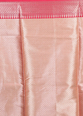 Peach Dupion Silk Saree With Blouse Piece