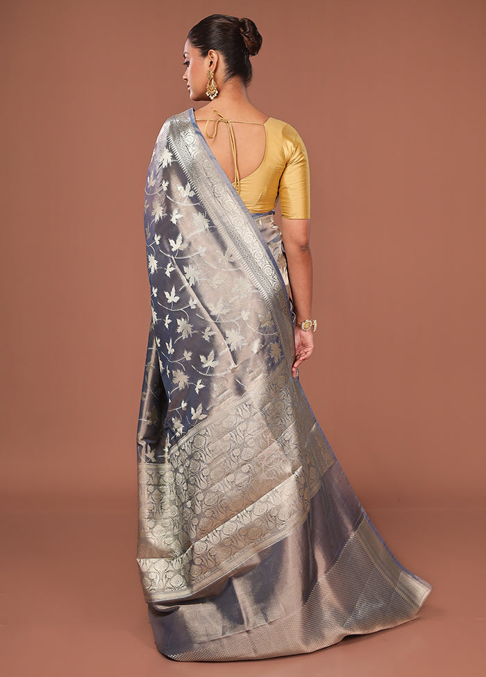 Grey Tissue Silk Saree With Blouse Piece