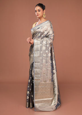 Grey Tissue Silk Saree With Blouse Piece