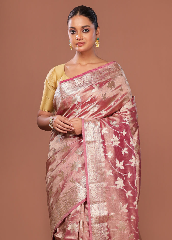Pink Tissue Silk Saree With Blouse Piece