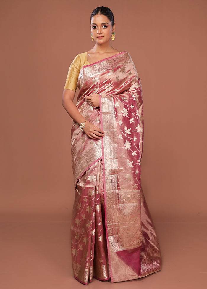 Pink Tissue Silk Saree With Blouse Piece