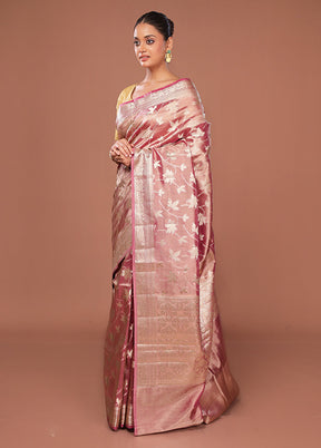 Pink Tissue Silk Saree With Blouse Piece
