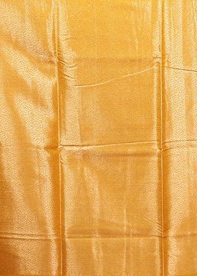 Yellow Dupion Silk Saree With Blouse Piece
