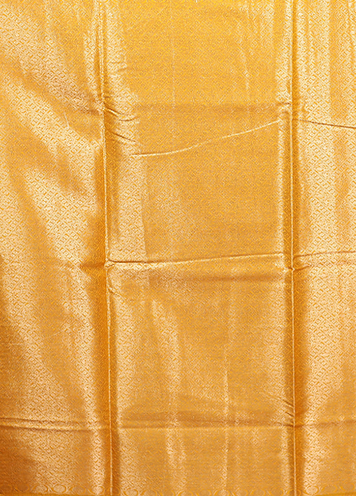 Yellow Dupion Silk Saree With Blouse Piece