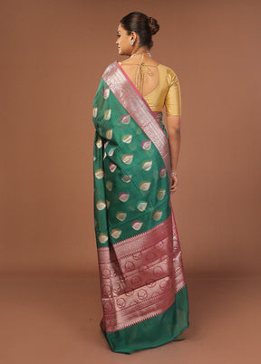 Green Kora Silk Saree With Blouse Piece