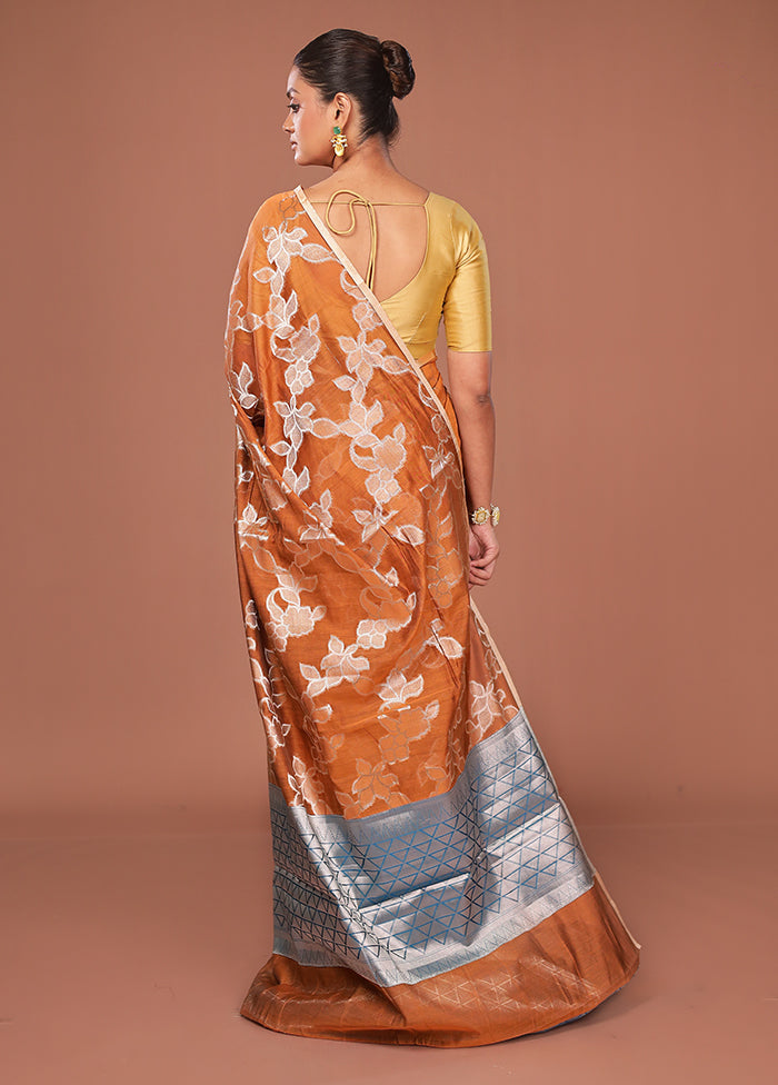 Yellow Kora Silk Saree With Blouse Piece