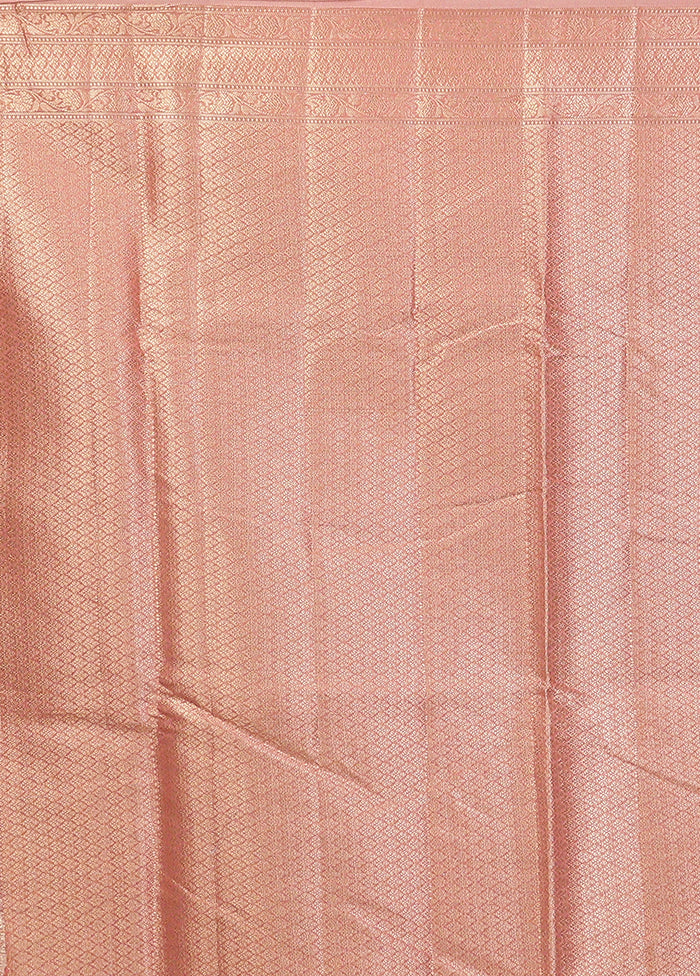 Pink Kora Silk Saree With Blouse Piece