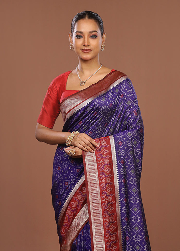 Purple Dupion Silk Saree With Blouse Piece