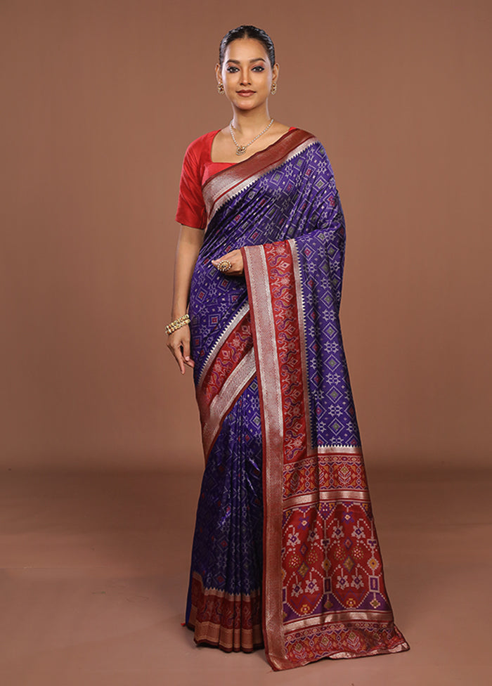 Purple Dupion Silk Saree With Blouse Piece