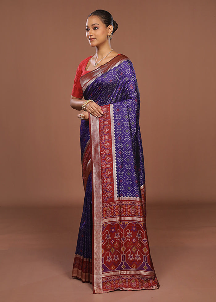 Purple Dupion Silk Saree With Blouse Piece