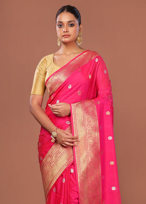 Pink Dupion Silk Saree With Blouse Piece