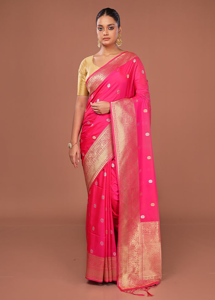 Pink Dupion Silk Saree With Blouse Piece