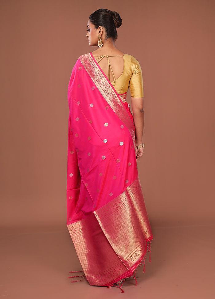 Pink Dupion Silk Saree With Blouse Piece