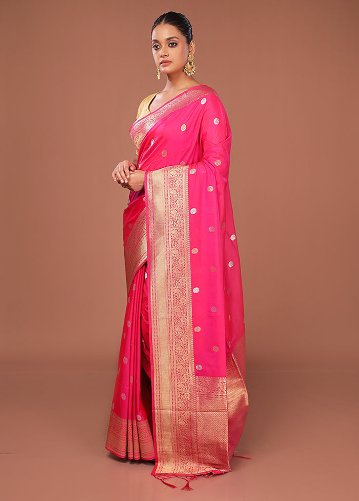 Pink Dupion Silk Saree With Blouse Piece